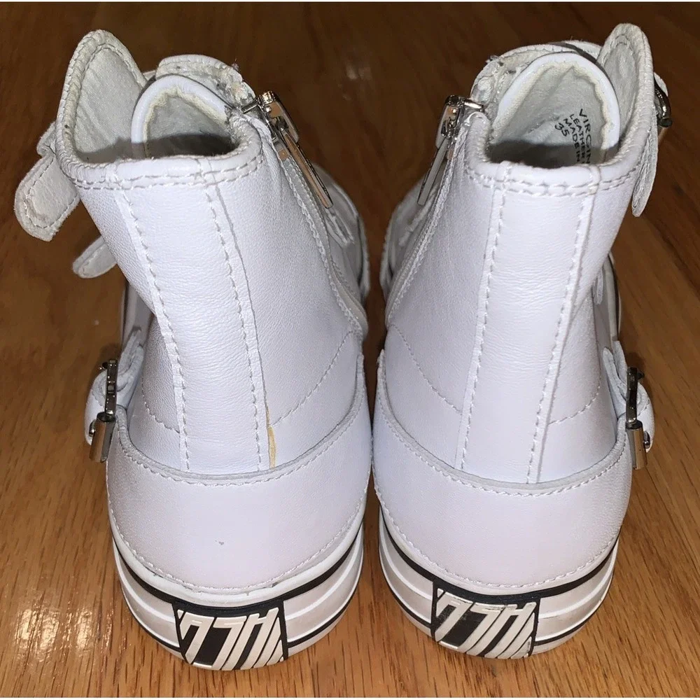 ASH Women's Leather High Top Sneakers Multi-Buckle Side Zip White Sz EU 35 US 5 - Picture 3 of 8